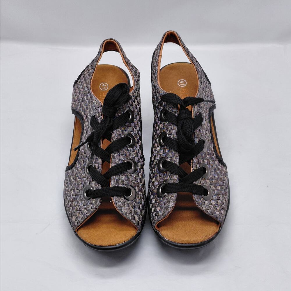 Bernie Mev Womens Wedge Comfort Sandals EU 41 Woven Lace Up Platform Travel - Picture 3 of 12